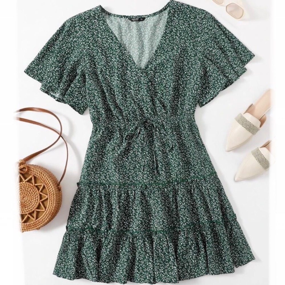 Green Summer Dress with Ruffles